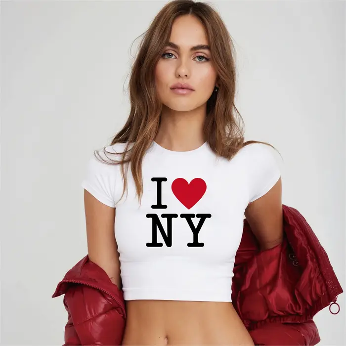 T-shirt en coton imprimé texte I Love New York pour filles