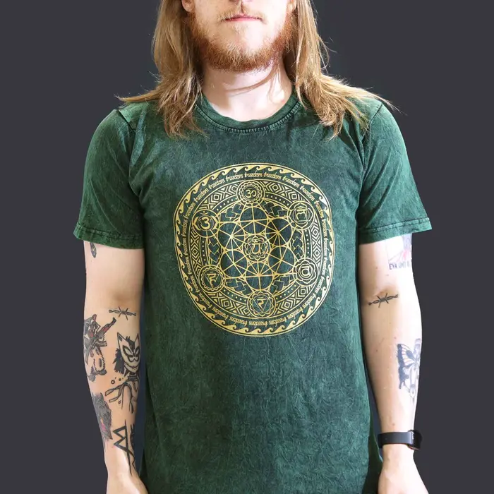 Nomad Sari Stonewashed Cotton T-Shirt – Chakra – Green – Large