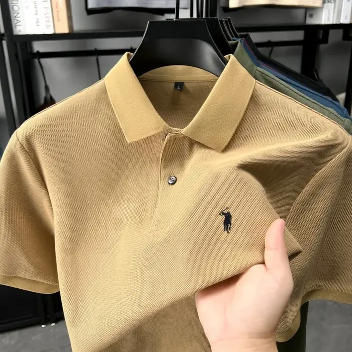 Designer marque 100% coton manches courtes polo chemise mode luxe pony broderie hommes été décontracté haute qualité golf T-shirt
