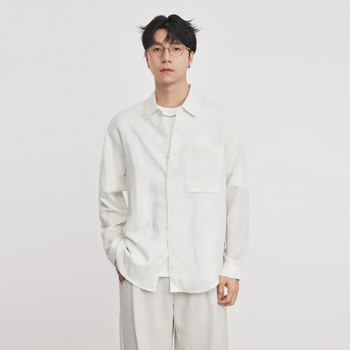 Nouvelle Chemise Décontractée Homme 2026 à Manches Longues en Lyocell et Mélange de Lin
