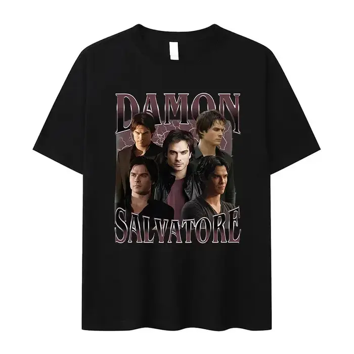 Damon Salvatore Ian Somerhalder émission de télévision T-shirt pour femmes été hauts t-shirts col rond