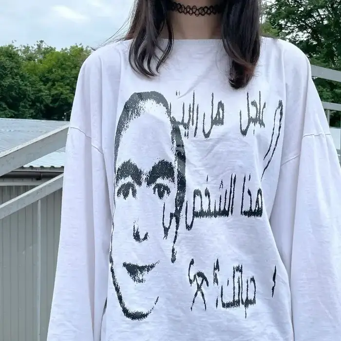 Millennium y2k Shibuya Harajuku sous-culture gothique foncé Style Punk T-shirt à manches longues en pur coton avec haut imprimé personnalisé