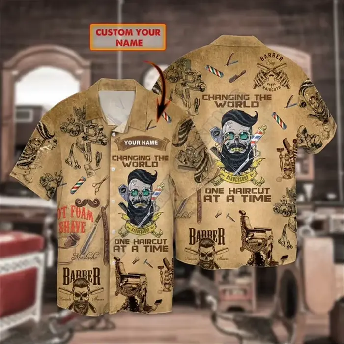 Chemise hawaïenne pour barbier, cadeau pour coiffeur, t-shirts imprimés en 3D, été, amusant, plage, 