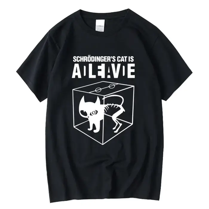 T-shirt homme Top qualité coton Schrodinger chat imprimé été à manches courtes hommes T-shirt décont