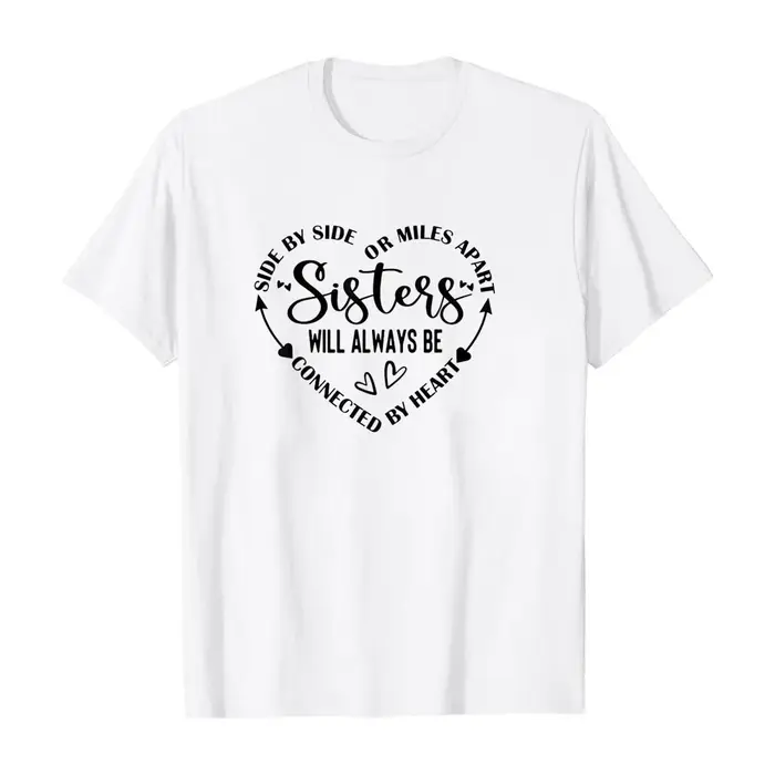 T-shirt manches courtes col rond femme, estival et ajustable, avec impression cœur, 16% sera toujour