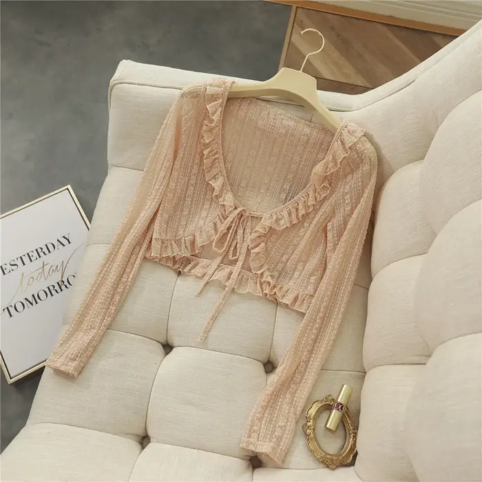 Blouson haussement d'épaules en dentelle pour femme