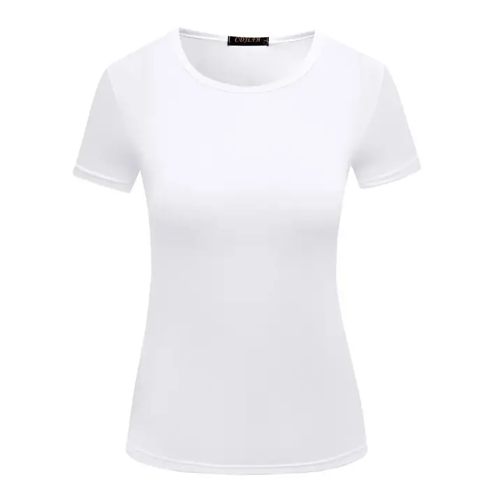 Femmes manches courtes T-shirt chemise à bascule col rond
