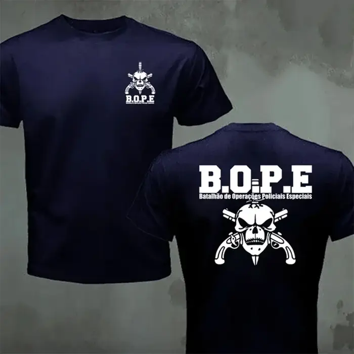 Brésil BOPE Elite Force Spéciale T-shirt Noir Beige Blanc Coton O-cou D'été À Manches Courtes Décontracté Hommes