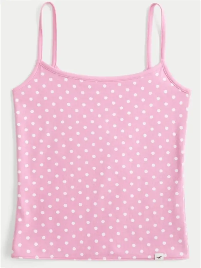 Nouveau débardeur court rose à pois pour femme, en coton, style Y2K, décontracté, vintage, preppy, p