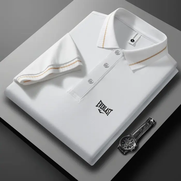 Polo Homme de Luxe à Manches Courtes avec Lettres Gaufrées