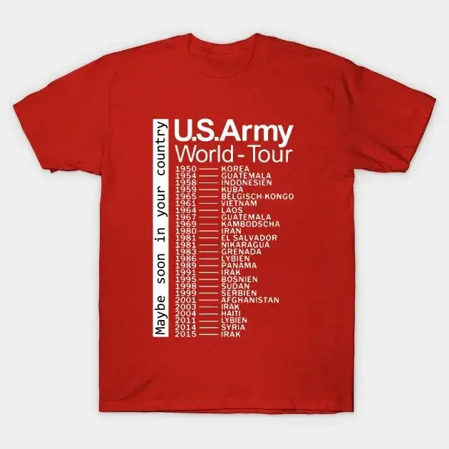 L'armée américaine World Tour T-Shirt 100% coton col rond été manches courtes décontracté hommes