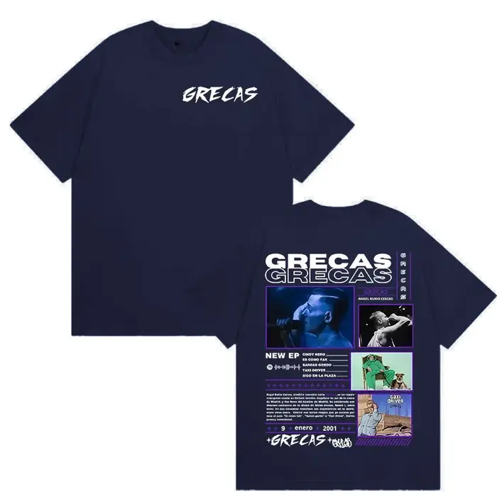 Rappeur Grecas Tour 2025 Album Merch T-shirts Hommes Vêtements Mode Surdimensionné T-shirt Décontracté Offre Spéciale