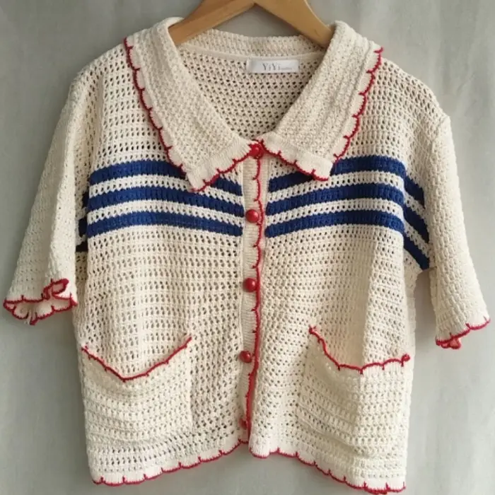 Korobov-T-shirt en tricot évidé à revers chic pour femme, petit style d'encens, crochet de fleur, ha