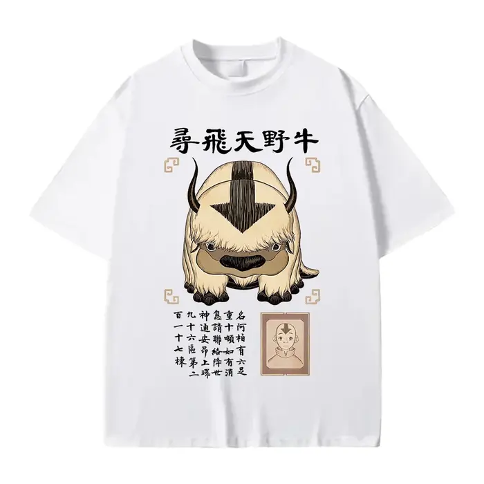 Appa Avatar The Last Airbender T-shirt à manches courtes pour hommes, imprimé graphique, style Haraj