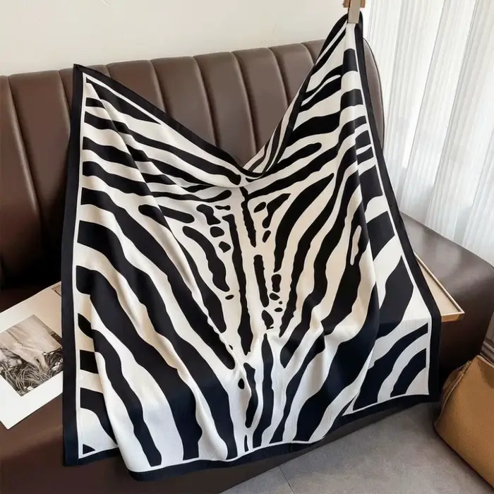 Foulard carré imprimé 90 cm, léger, protection solaire, à rayures, pour la tête ou comme bandeau, en