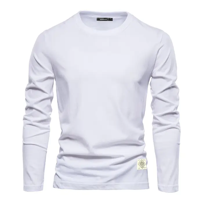 100% Coton t-shirt à manches longues pour hommes T-shirts décontractés