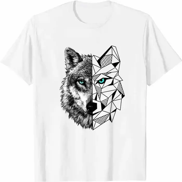 T-shirts à imprimé graphique Snow Wolf pour enfants et hommes
