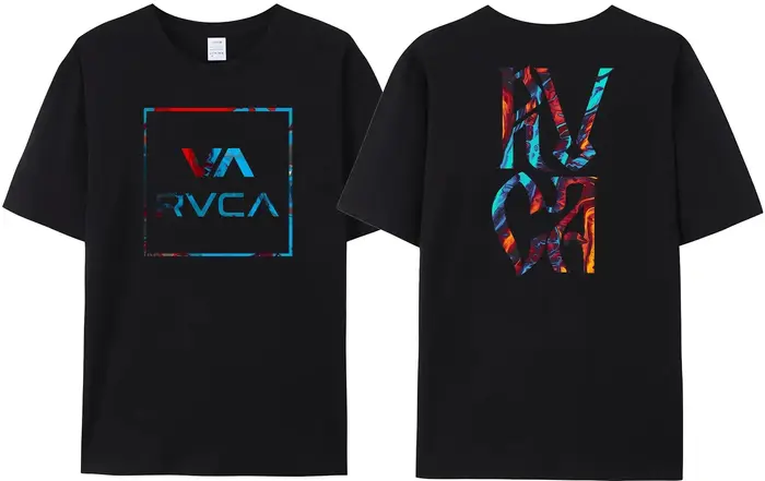 RVCA VA lettre impression T-Shirt homme Gemini symétrique été pur coton confortable