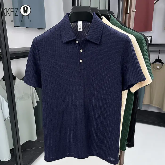 Polo en maille nid d'abeille minimaliste pour homme