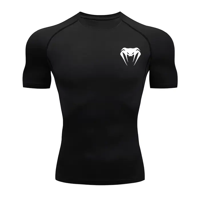 T-Shirt de Compression hommes vêtements de Sport de musculation à manches courtes chemises d'entraînement à séchage