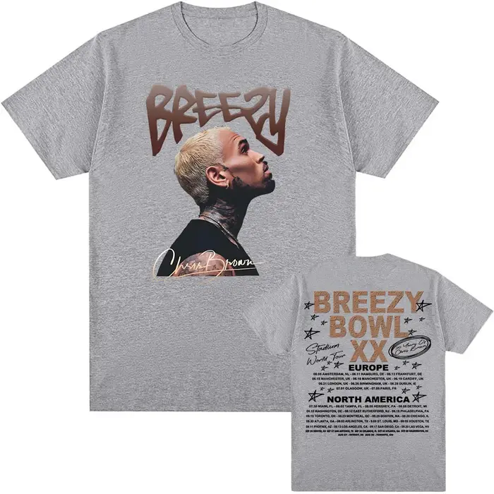 Breezy Bowl XX 2025 T-shirt Chris Brown chanteur graphique t-shirts été à manches courtes homme