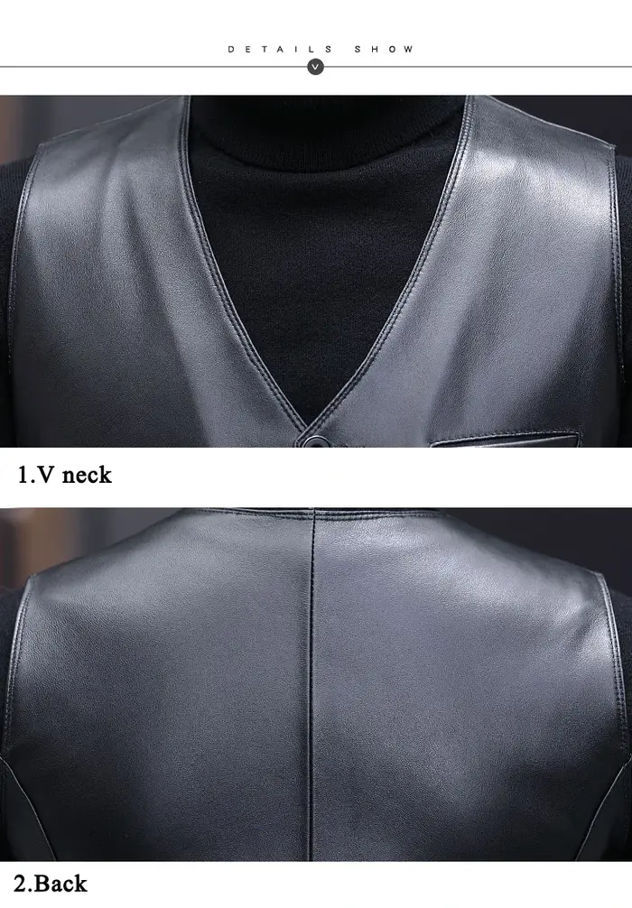 Gilet classique en cuir véritable pour Hommes