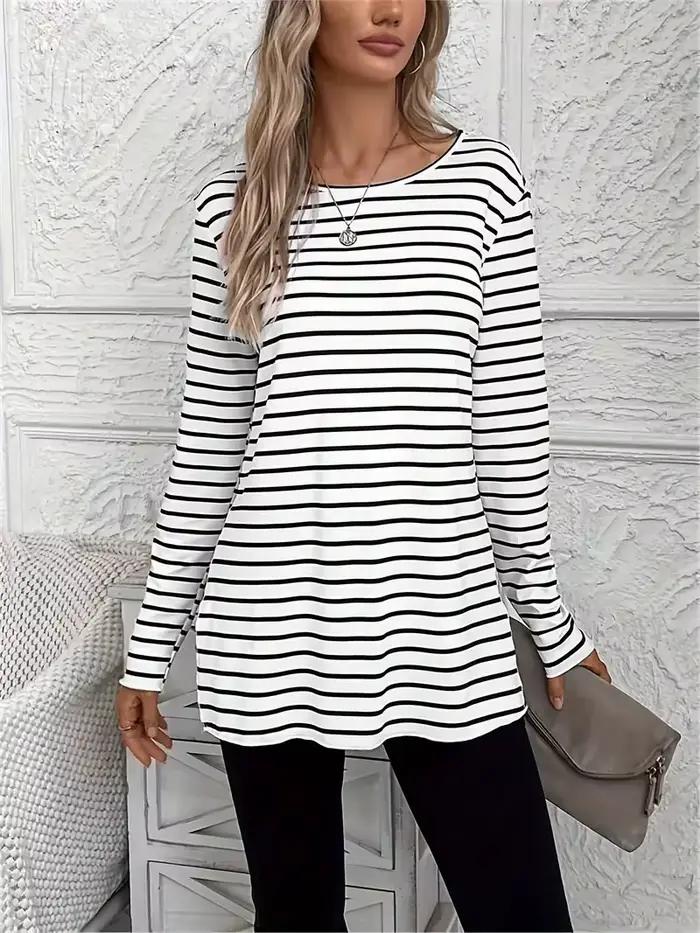 T-shirt manches longues col rond femme