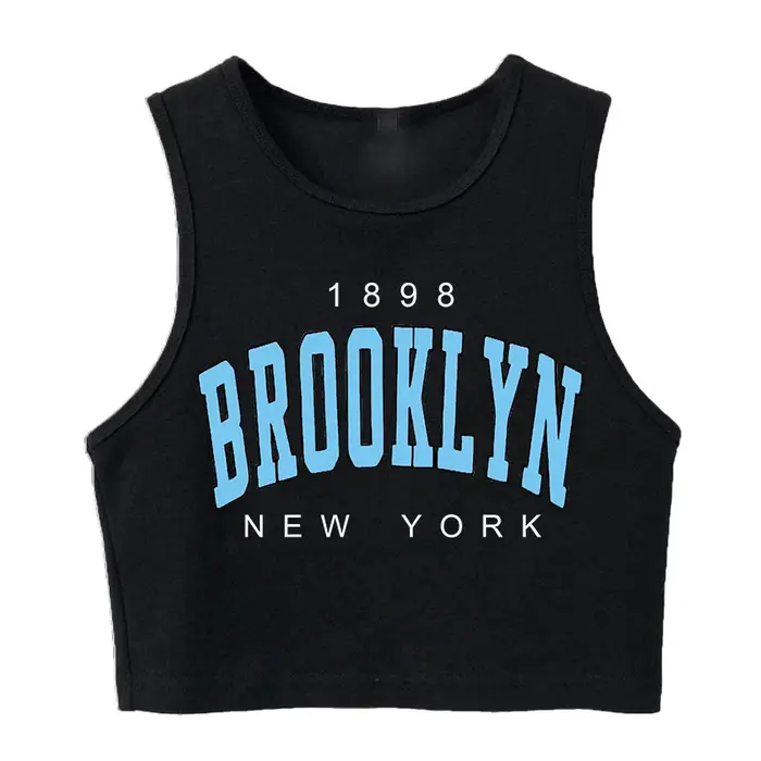 T-shirt court imprimé lettre pour femme, Harajuku, années 90, Brooklyn, style coréen, Y2K, années 18