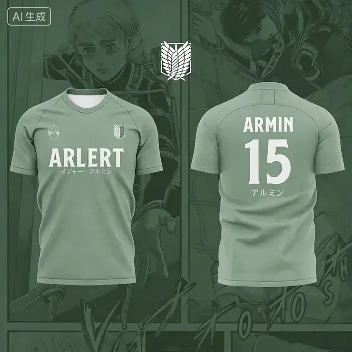 Animation japonaise attaque sur Titan thème impression 3d sport respirant hommes femmes même T-Shirt chemise de Football à manches courtes