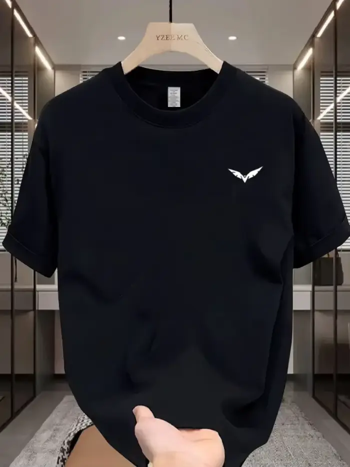 T-shirt décontracté imprimé à motif d'aile simple pour hommes