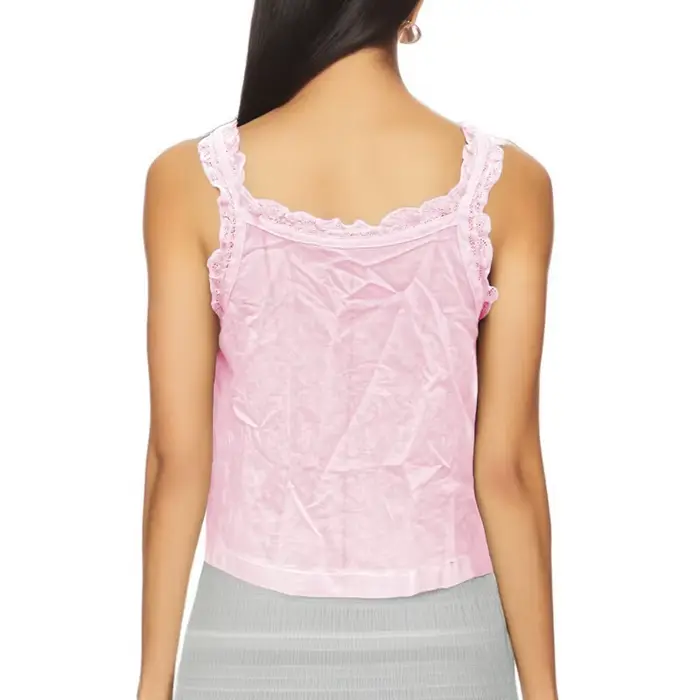 Mignon sortie haut court Boho gilet femmes Y2k dentelle à volants garniture débardeur Fairycore Sexy pure bouton avant encolure dégagée Camisole