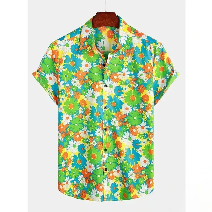 2025 Chemise hawaïenne pour hommes T-shirt floral d'été plage imprimé de fleurs