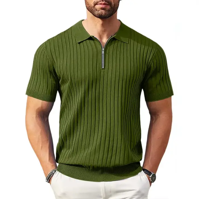 Polo en tricot côtelé pour homme