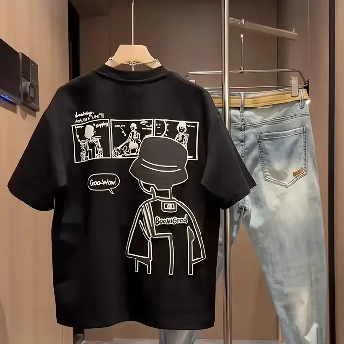 T-shirt décontracté pour homme 100% coton à manches courtes avec col rond