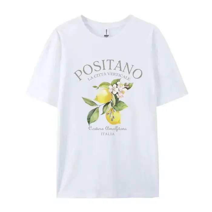 T-shirt à manches courtes imprimé citron Positano unisexe