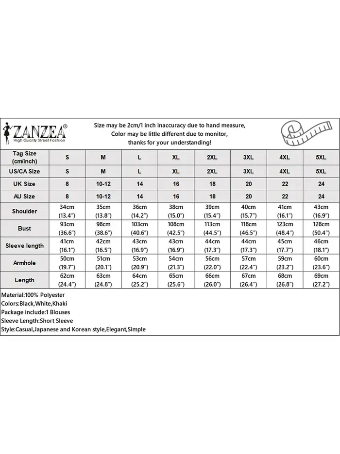 ZANZEA femmes chemisier à volants à manches courtes été hauts 2025 décontracté couleur unie tunique femme col rond plissé Blusas surdimensionné
