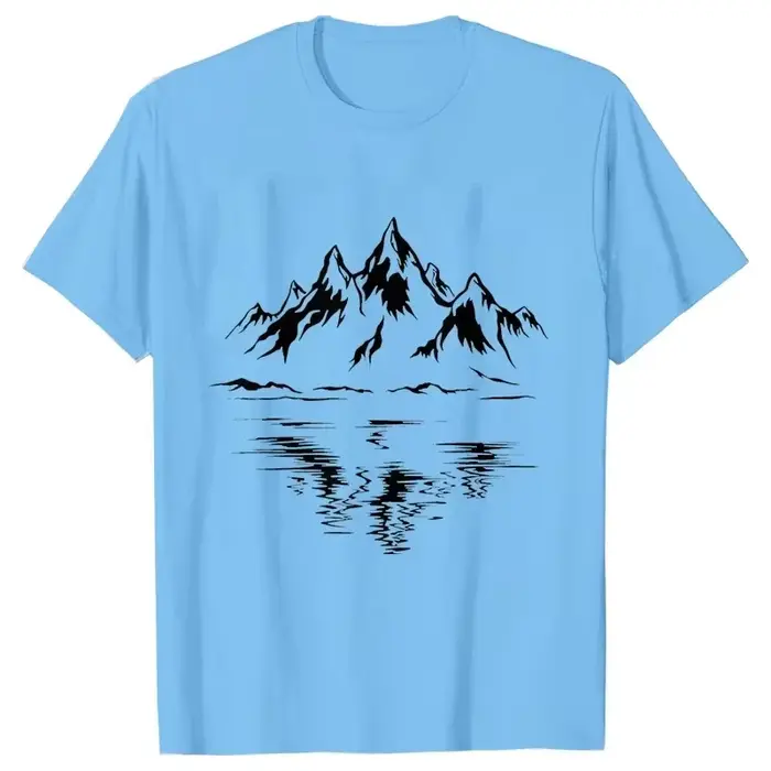 T-shirt 100% coton pour homme avec imprimé montagne, style randonnée intéressant et unique, streetwear adapté aux sports