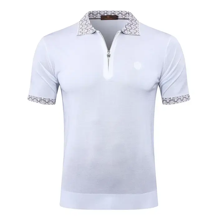 OECHSLI polo soie hommes 2025 nouveau droit respirant élastique à manches courtes mince fermeture éclair qualité grande taille M-5XL