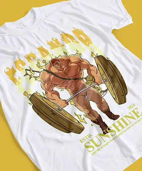 T-shirt pour Anime Nanatsu no Taizai Escanor GYM Leon del Sol y El Poder del Orgullo