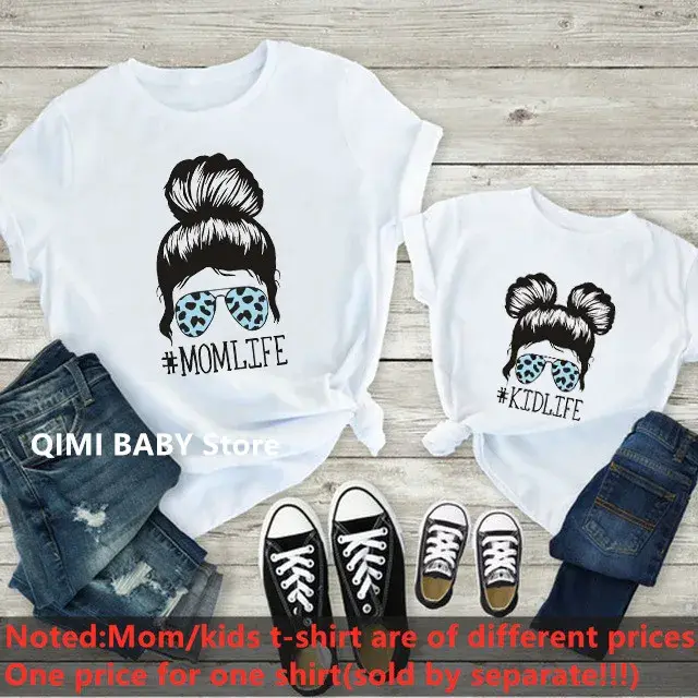 T-shirt d'été à manches courtes pour mère et fille, vêtements à la mode, humoristique et assorti, Lo