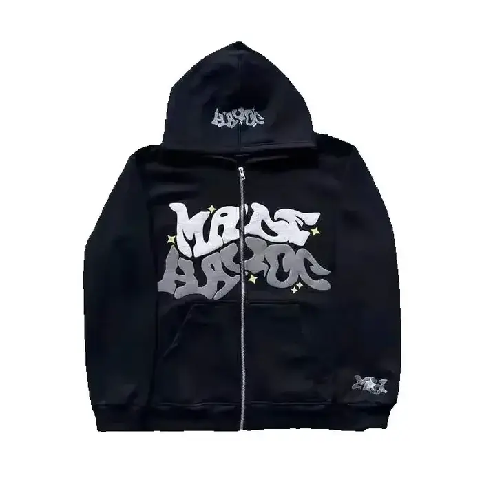 Sweat-shirt à capuche zippé en polaire imprimé