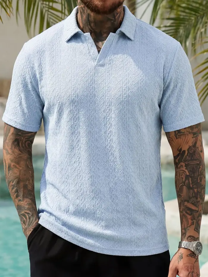 T-shirt pour homme en jacquard tendance avec col