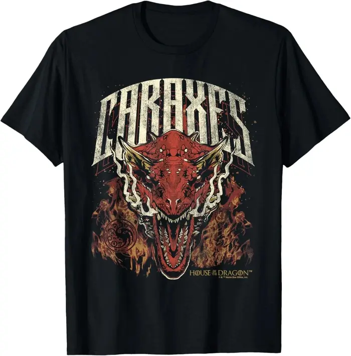 T-Shirt en coton pour hommes avec logo de la maison Targaryen Team Black House of The Dragon, confor