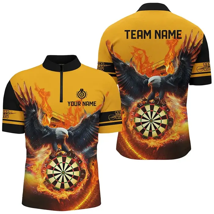 Nouveau T-shirt POLO personnalisé avec impression 3D, motif de lancer de fléchettes, fermeture éclai