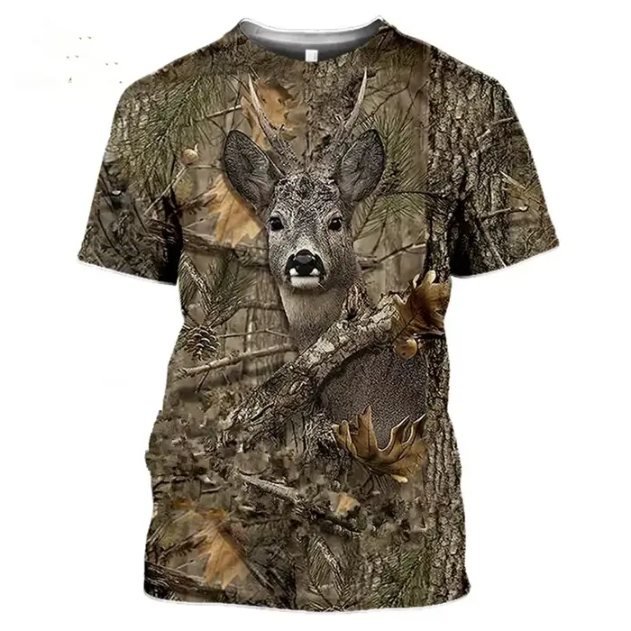 Cerf lièvre chasse camouflage T-Shirt hommes 3D