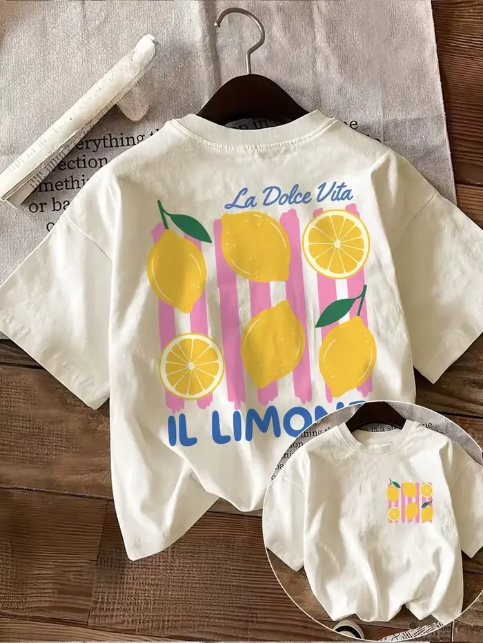 T-shirt pour femme, T-shirt à imprimé graphique citron vif