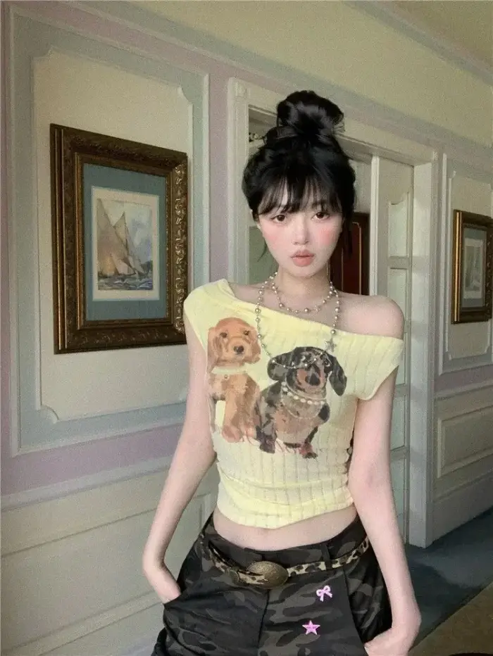 T-shirts courts hauts Sexy vêtements pour femmes imprimé chien