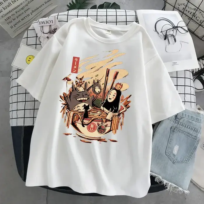 Hayao Miyazaki Anime série Totoro imprimé hommes et femmes décontracté col rond manches courtes Hara