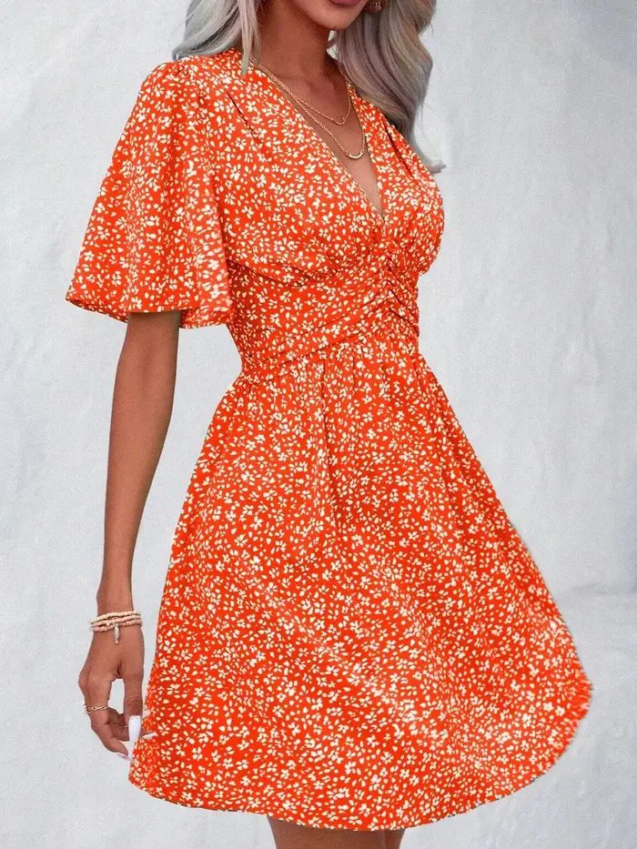 Robe à manches papillon à imprimé floral