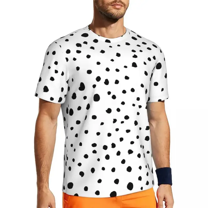 Taches dalmatiennes imprimer course t-shirt points d'animaux Hippie t-shirts hommes Style de rue